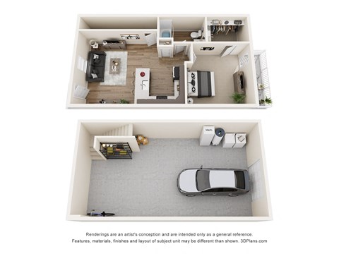 Floor plan for 1 bed, 1 bath, 760 sqft